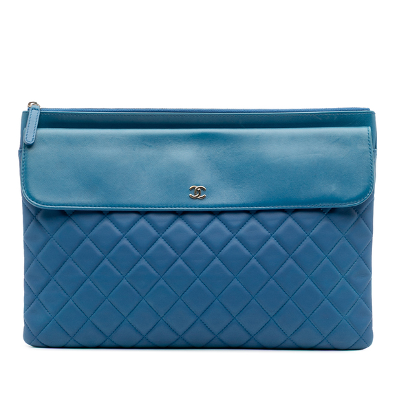 Pre-Loved Chanel Large Quilted Lambskin Flap O Case Clutch - Picture 1 of 12